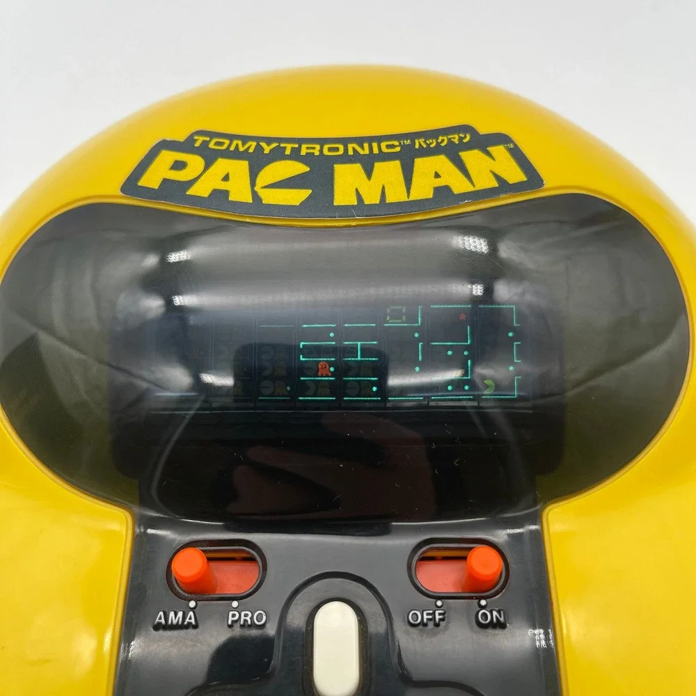 Vintage 1981 Tomytronic Pac-Man Handheld VFD Arcade Game Tomy Yellow Japan